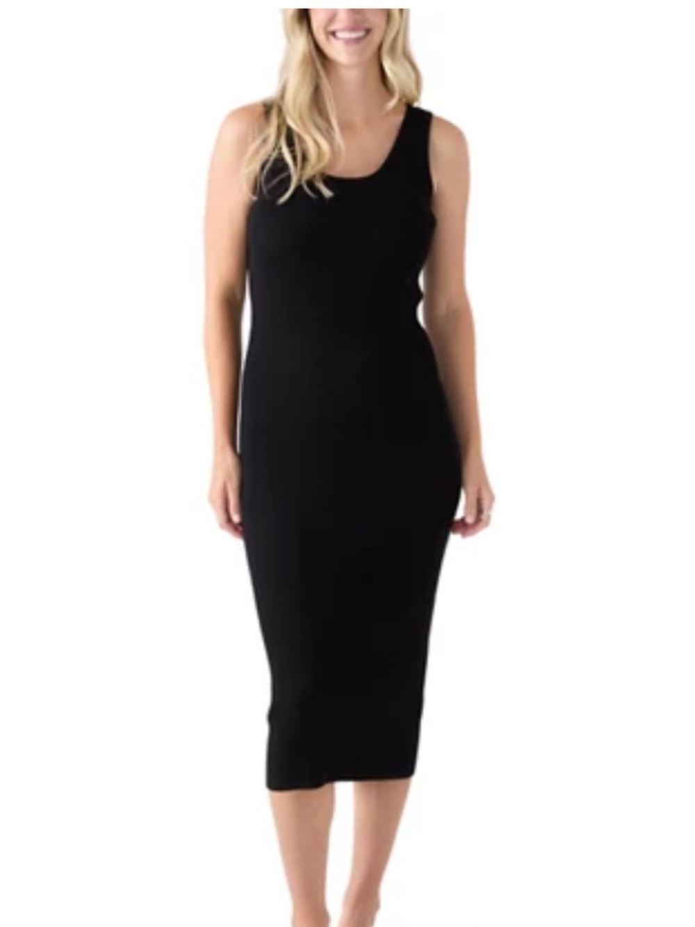Jason Wu | Ribbed Knit Midi Tank Dress Form Fitting Black Medium